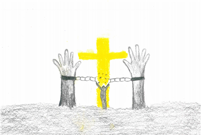 cross by broken chains clip art